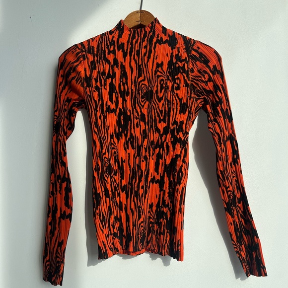 ACNE STUDIOS Wood-print Ribbed Top Red/black In Orange - Picture 2 of 10